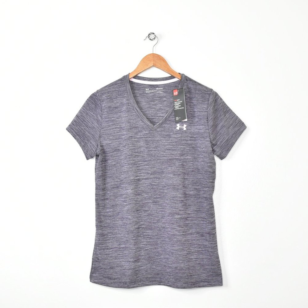 Under Armour Heat Gear Women's M Grey Loose Fit Short‎ Sleeve Activewear Tee Top